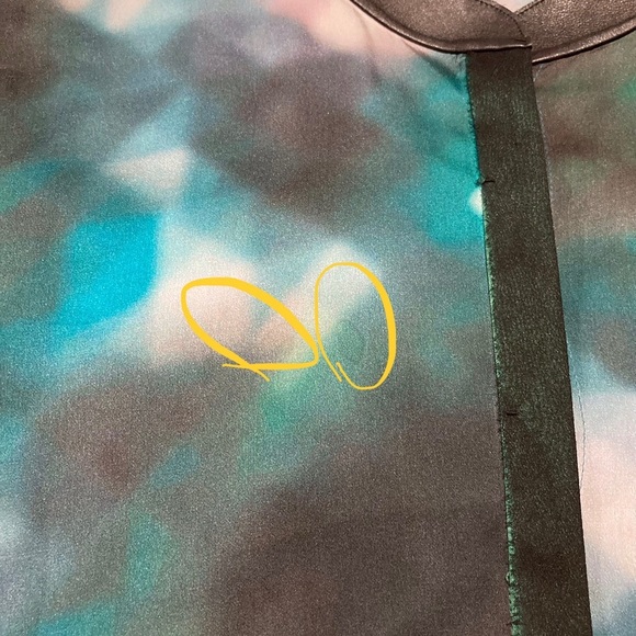 Ellie Tahari Silk + Elastane Blouse in Teal Blue+Forest Green - Some Flaws - Picture 14 of 16